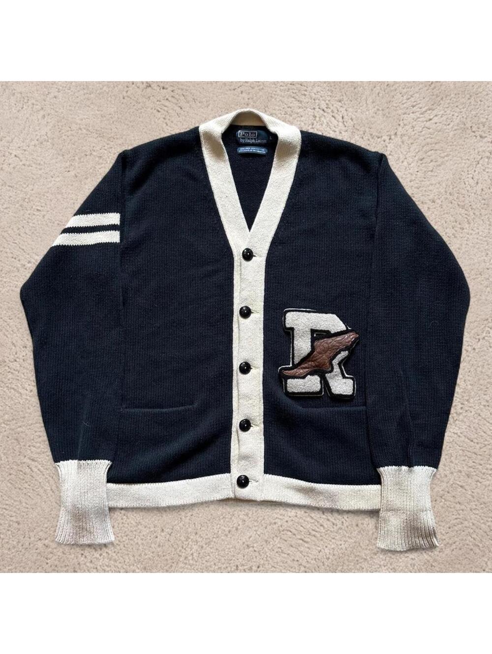 Polo Ralph Lauren Men's Navy and Black Cardigan
